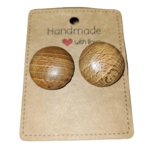Vtg Sweater Wooden Buttons Made into Pierced Earrings Lot 3
